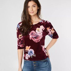 NWOT! Floral Velvet Top Size L